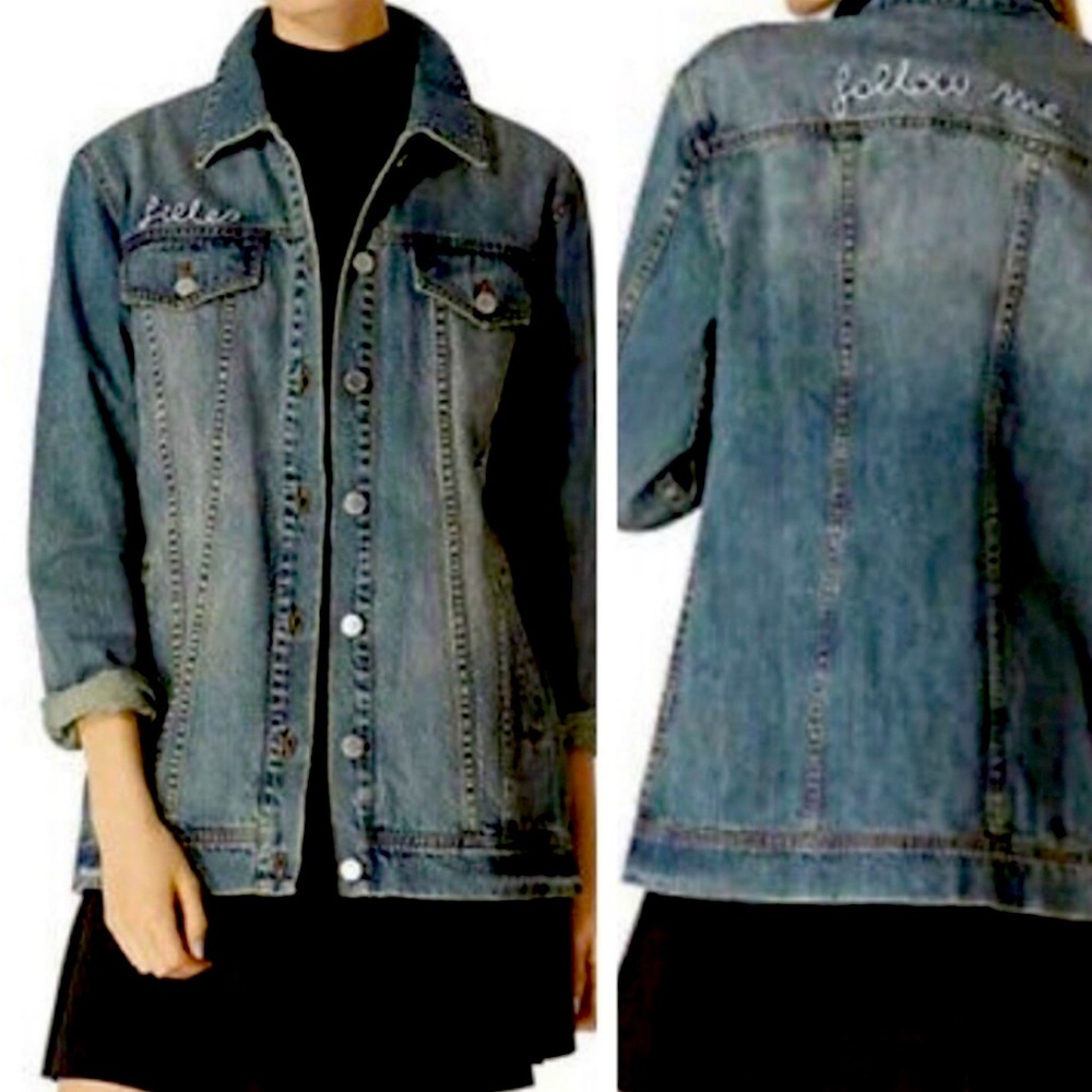 Avec Les Filles Embroidered Denim Jacket